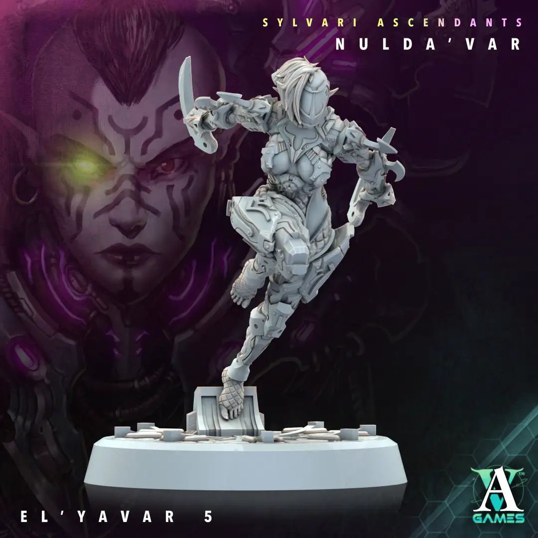 3D printed El'Yavar model by Last Hope Miniatures, detailed fantasy figure from Archvillain Games for tabletop gaming.