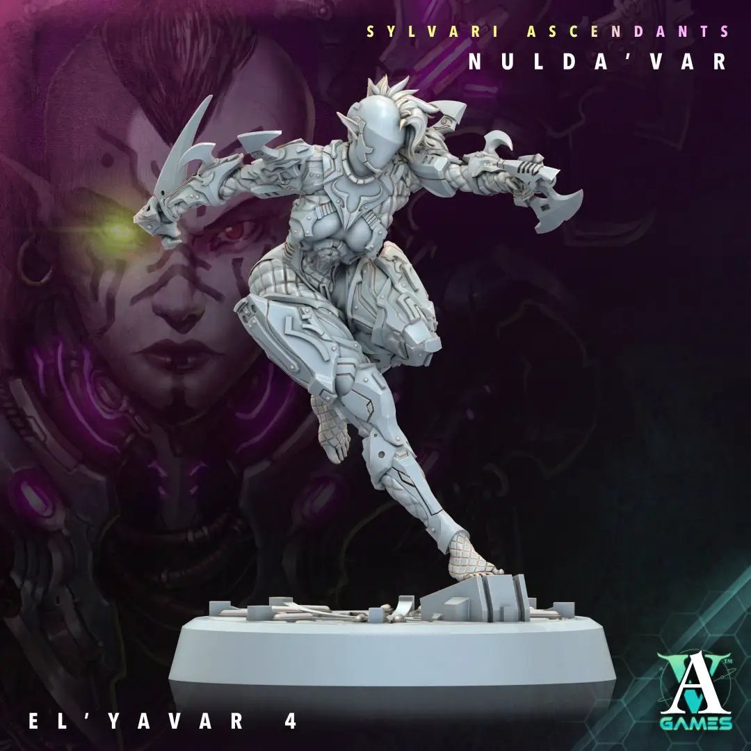 3D printed El'Yavar miniature model by Last Hope Miniatures for Archvillain Games, showcasing detailed fantasy character design.
