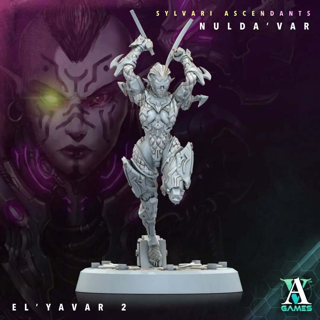 3D printed El'Yavar model by Archvillain Games, detailed miniature from Last Hope Miniatures collection.