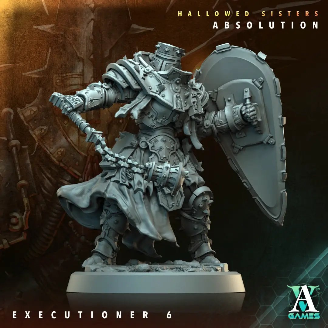 3D printed Executioner miniature by Last Hope Miniatures for Archvillain Games, showcasing detailed sculpt and dark fantasy design.