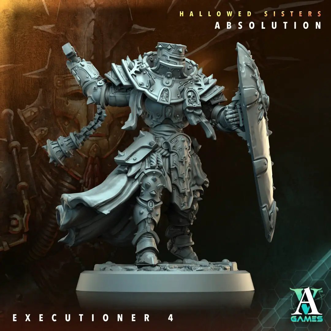 3D printed Executioner model by Last Hope Miniatures, detailed miniature figure from Archvillain Games for tabletop gaming.