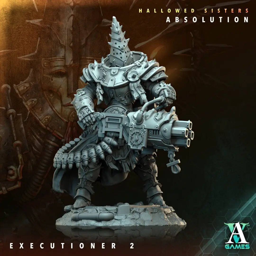 3D printed Executioner model by Last Hope Miniatures for Archvillain Games, detailed figure with menacing stance.