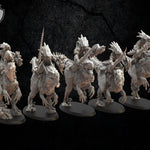 Set of five 3D-printed Knights models by Lost Kingdom Miniatures, designed for tabletop gaming by Last Hope Miniatures.