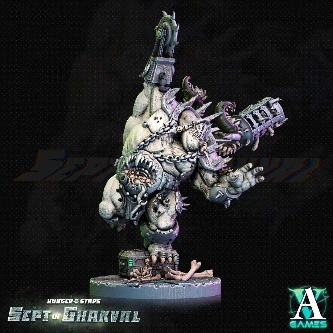 3D printed Ghakval Jailer model by Last Hope Miniatures for Archvillain Games, showcasing detailed miniature figures.
