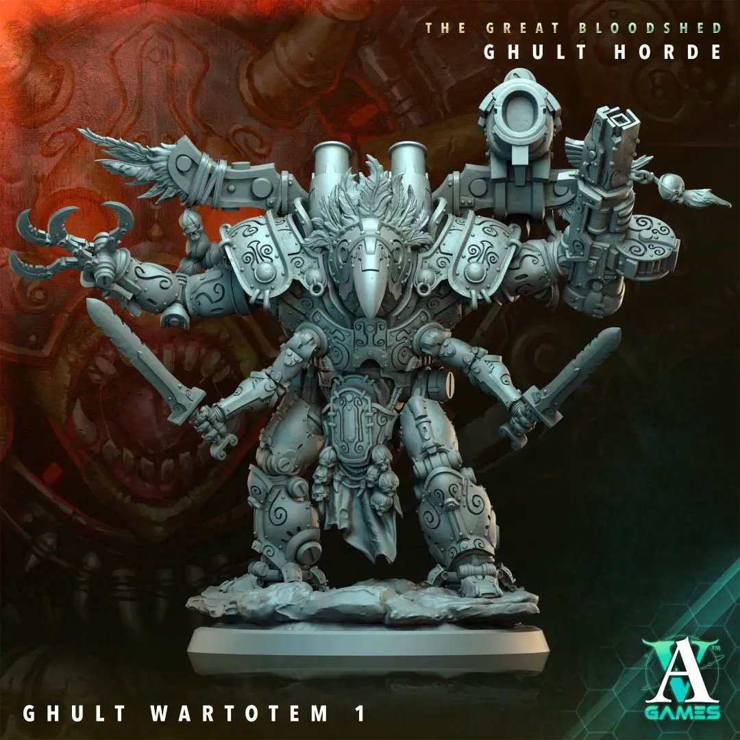 3D printed Ghult Wartotem model by Last Hope Miniatures, detailed fantasy figure from Archvillain Games for tabletop gaming.