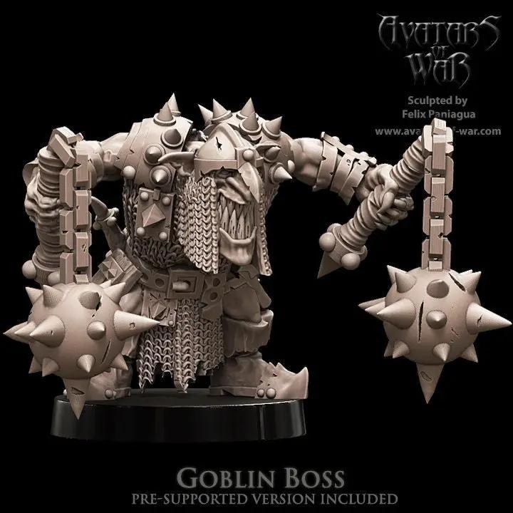 3D printed Goblin Boss model by Last Hope Miniatures, featuring detailed sculpting and dynamic pose from Avatars of War.