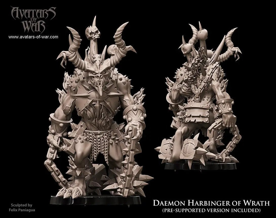 3D printed Harbinger of Wrath model by Last Hope Miniatures, detailed fantasy figure from Avatars of War collection.