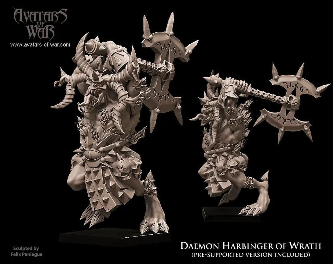 3D printed Harbinger of Wrath model by Last Hope Miniatures, detailed fantasy figure from Avatars of War collection.