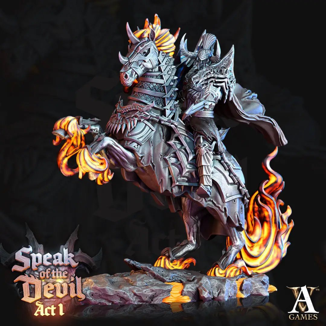 3D printed Hell Knight model by Last Hope Miniatures for Archvillain Games, featuring detailed demonic armor and fierce stance.