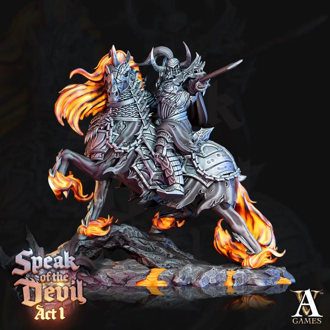 3D printed Hell Knight model by Last Hope Miniatures for Archvillain Games, detailed figure with dark armor and menacing stance