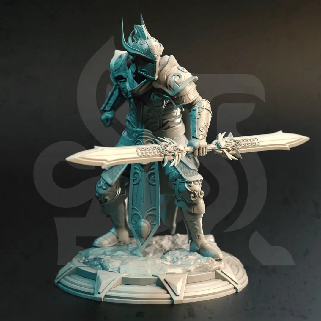 3D printed High Elven Vanguards model by Last Hope Miniatures, featuring detailed armor and weaponry, on a display stand.