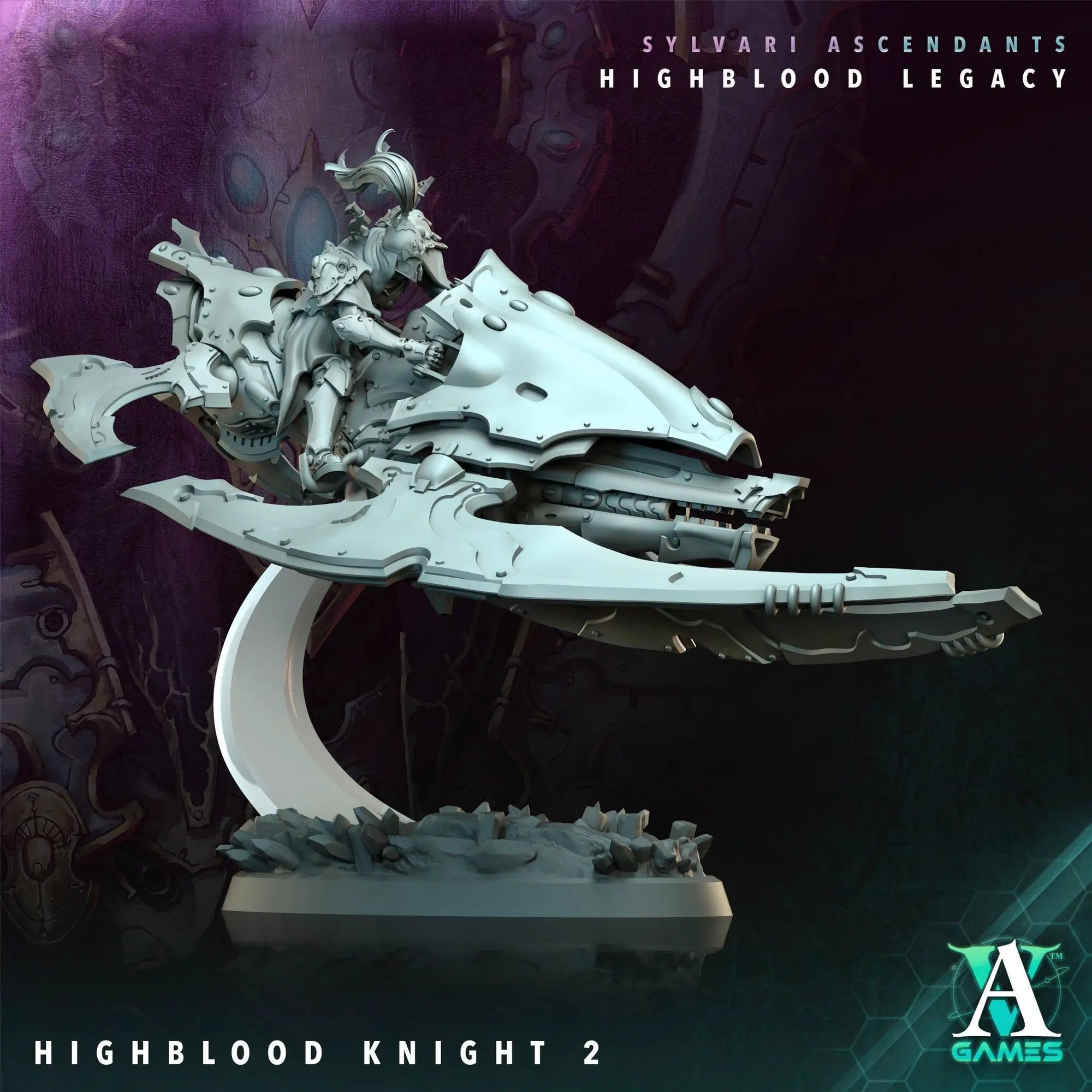 3D printed Highblood Knight model by Last Hope Miniatures, detailed fantasy warrior figure with armor and weaponry.