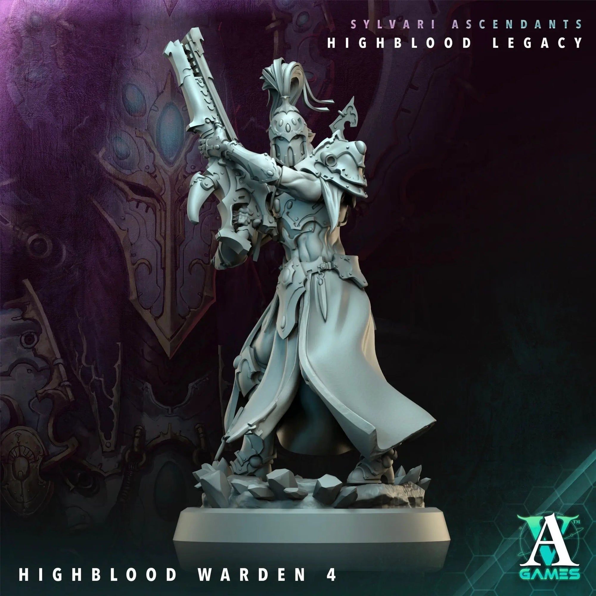 3D printed Highblood Warden model by Archvillain Games, detailed miniature from Last Hope Miniatures collection.