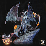 3D printed horned devil model by Last Hope Miniatures, detailed miniature figure with menacing horns and intricate sculpting.