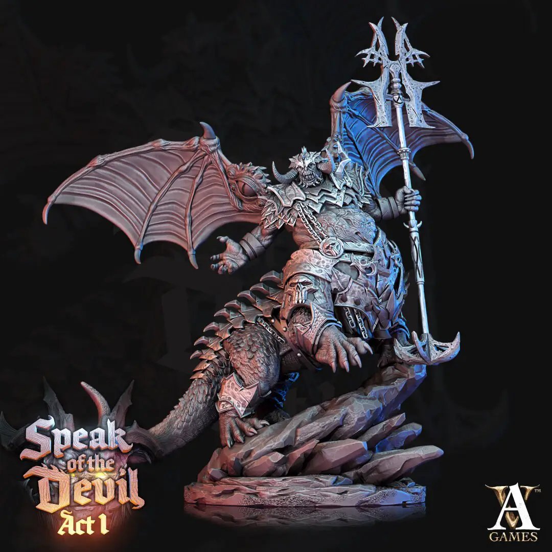 3D printed Kartaroth model by Last Hope Miniatures for Archvillain Games, detailed figure with intricate armor and weaponry.