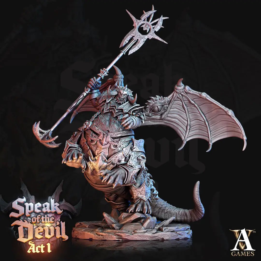 3D printed Kartaroth model by Archvillain Games, detailed miniature figure from Last Hope Miniatures display.