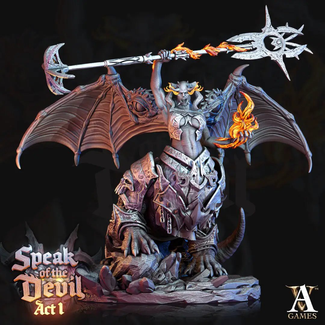 3D printed Kartaroth model by Archvillain Games, created by Last Hope Miniatures, featuring intricate details and dynamic pose.