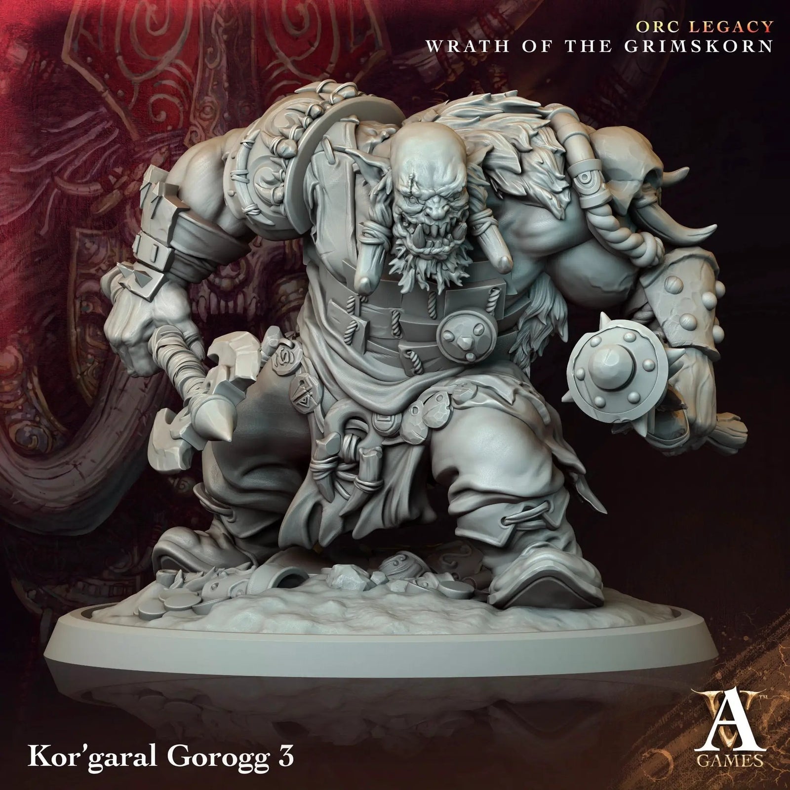 3D printed Kor'Garal Gorogg model by Last Hope Miniatures, detailed fantasy figure from Archvillain Games.