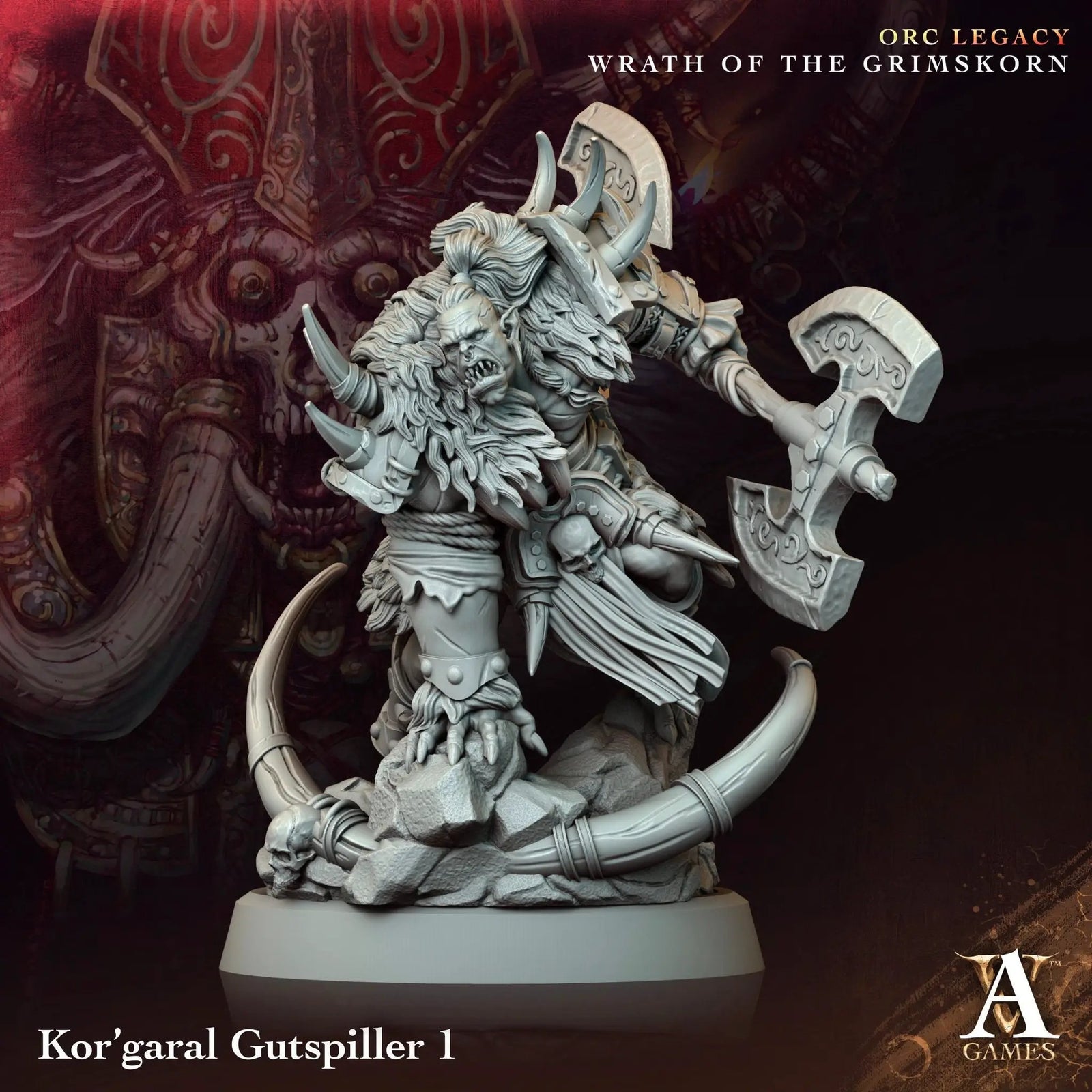 3D printed Kor'Garal Gutspiller model by Last Hope Miniatures for Archvillain Games, detailed fantasy creature miniature.