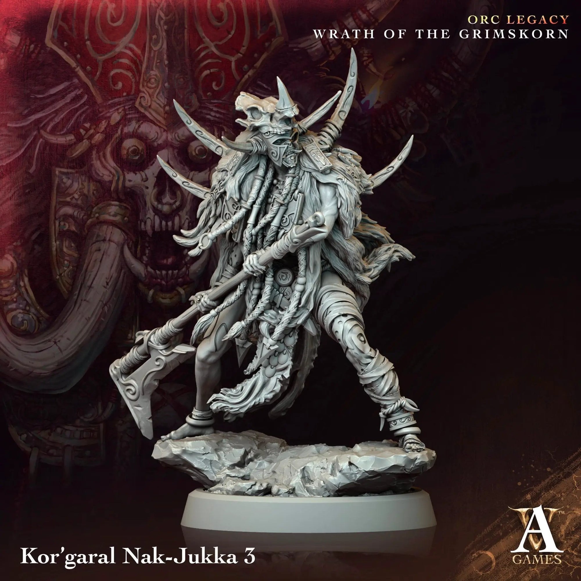 3D printed Kor'Garal Nak-Jukka model by Last Hope Miniatures, showcasing detailed fantasy creature from Archvillain Games.