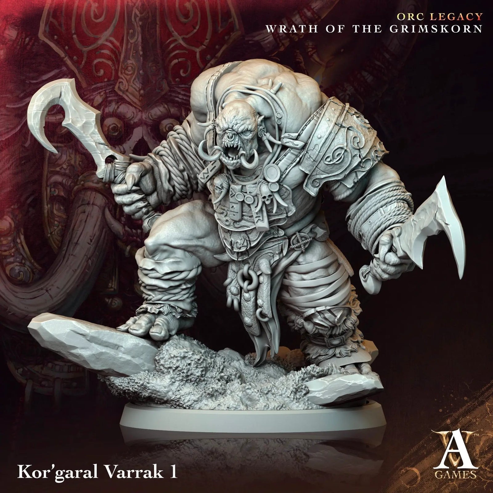 3D printed Kor'Garal Varrak model by Last Hope Miniatures, detailed miniature figure from Archvillain Games for tabletop gaming.