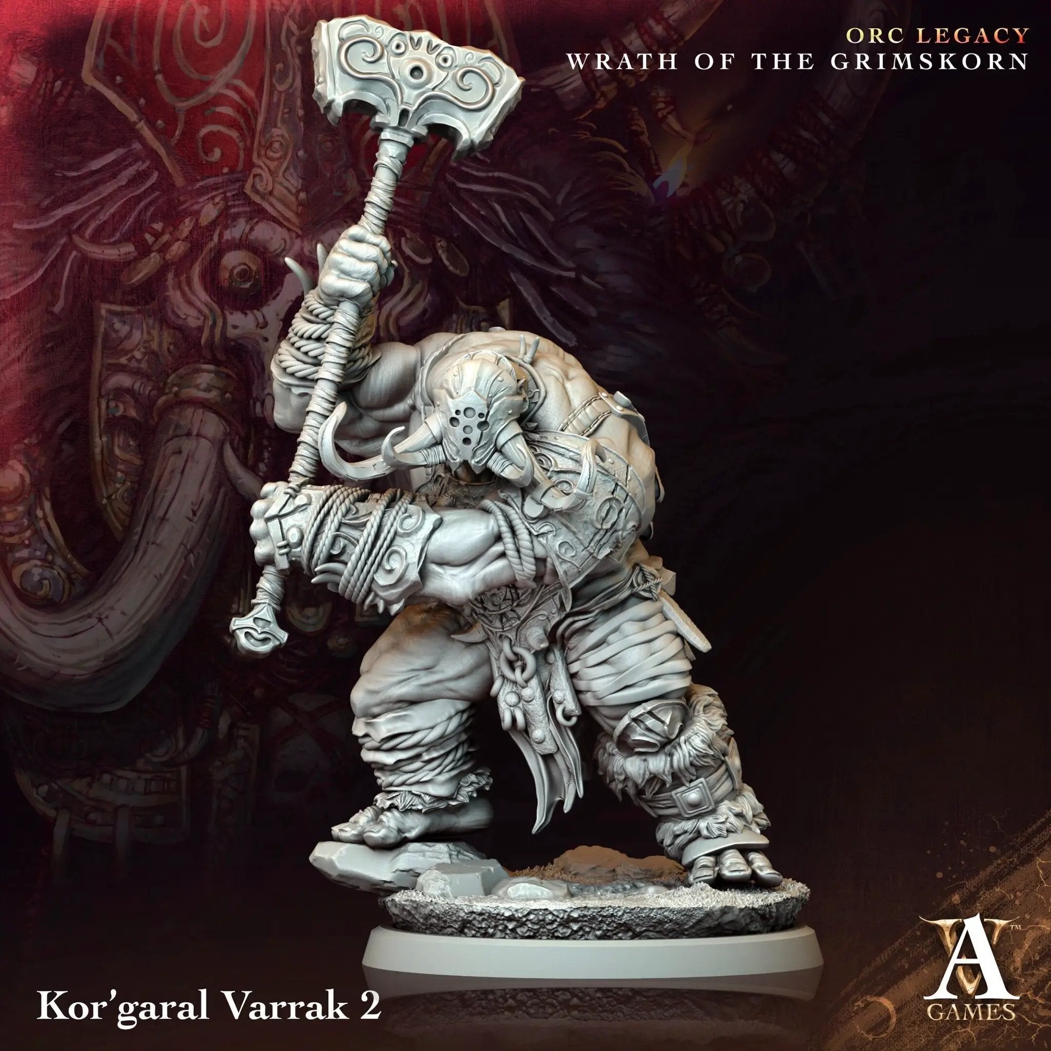 3D printed Kor'Garal Varrak model by Last Hope Miniatures, detailed fantasy creature sculpture from Archvillain Games.