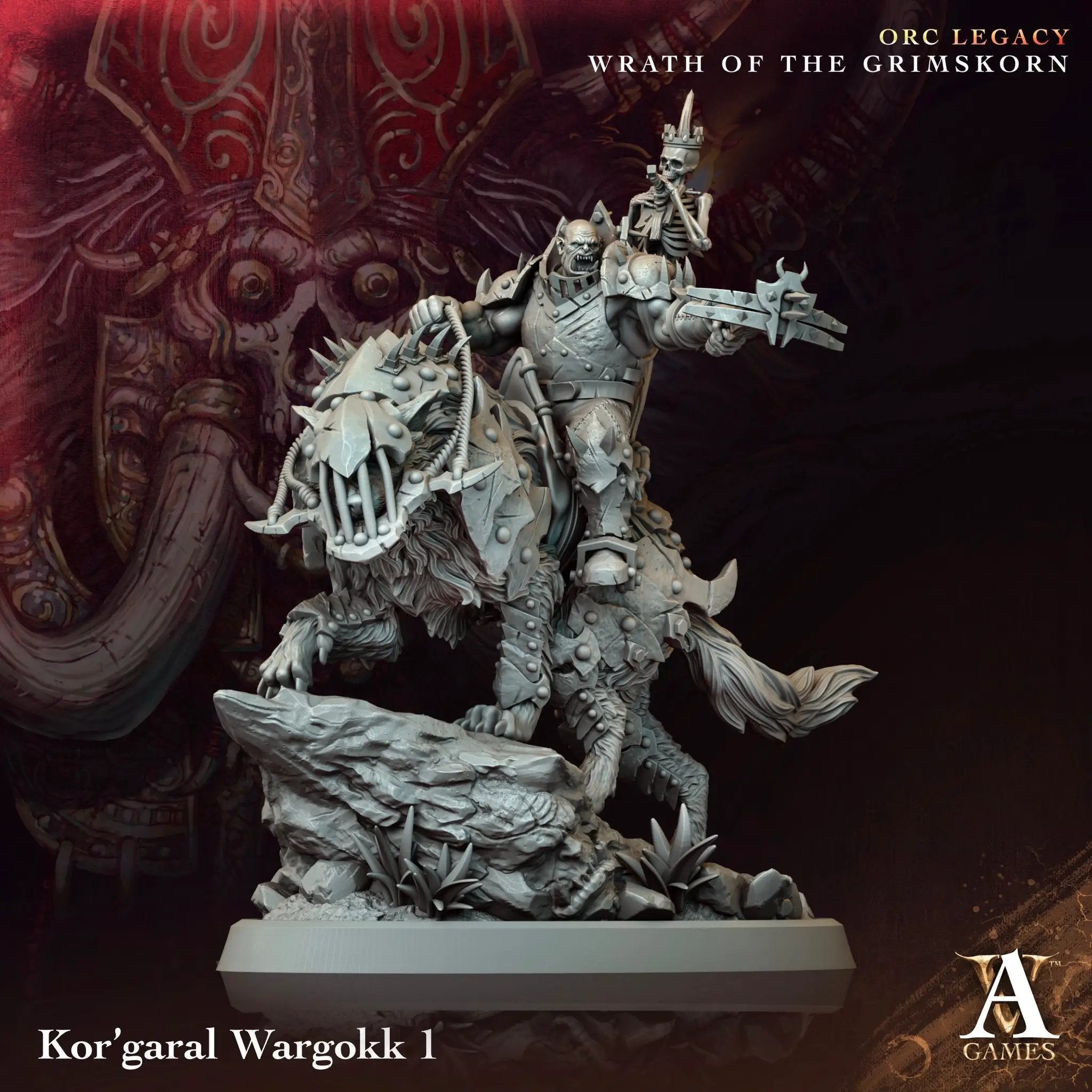 3D printed Kor'Garal Wargokk model by Last Hope Miniatures, detailed fantasy creature with armor and weaponry, from Archvillain Games