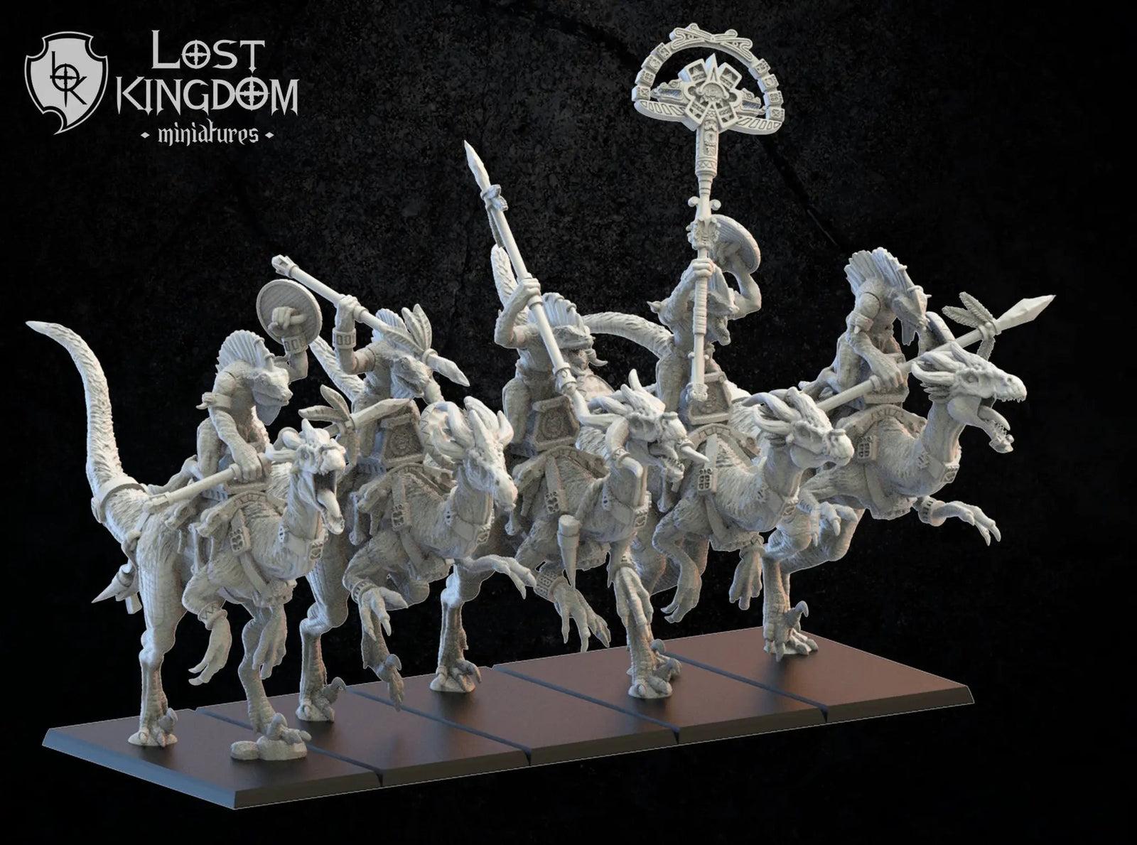 3D printed Kuakuaitl Cuetzpalli Riders model by Lost Kingdom Miniatures, five detailed miniature figures for tabletop gaming.