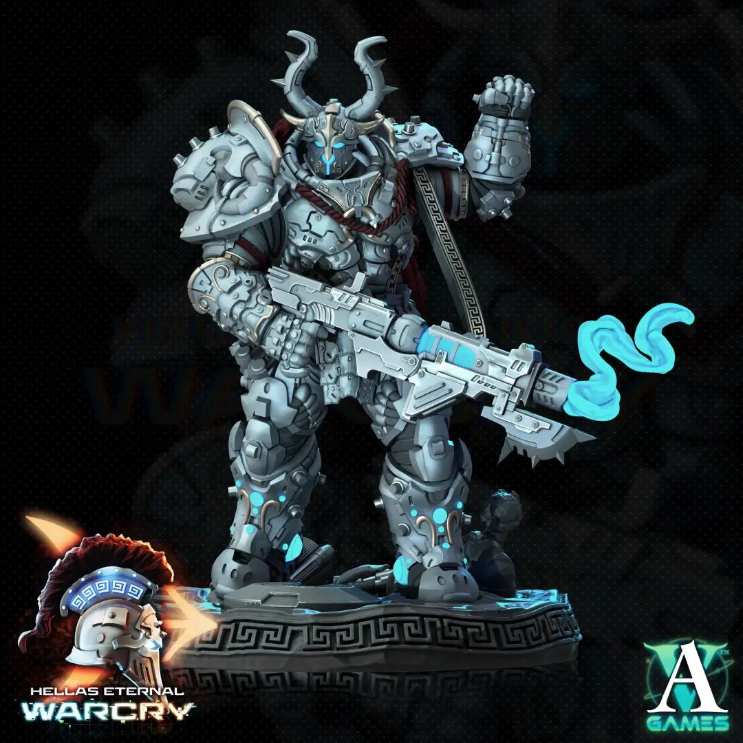 3D printed Myrmidon model by Last Hope Miniatures for Archvillain Games, showcasing detailed miniature on a plain background.