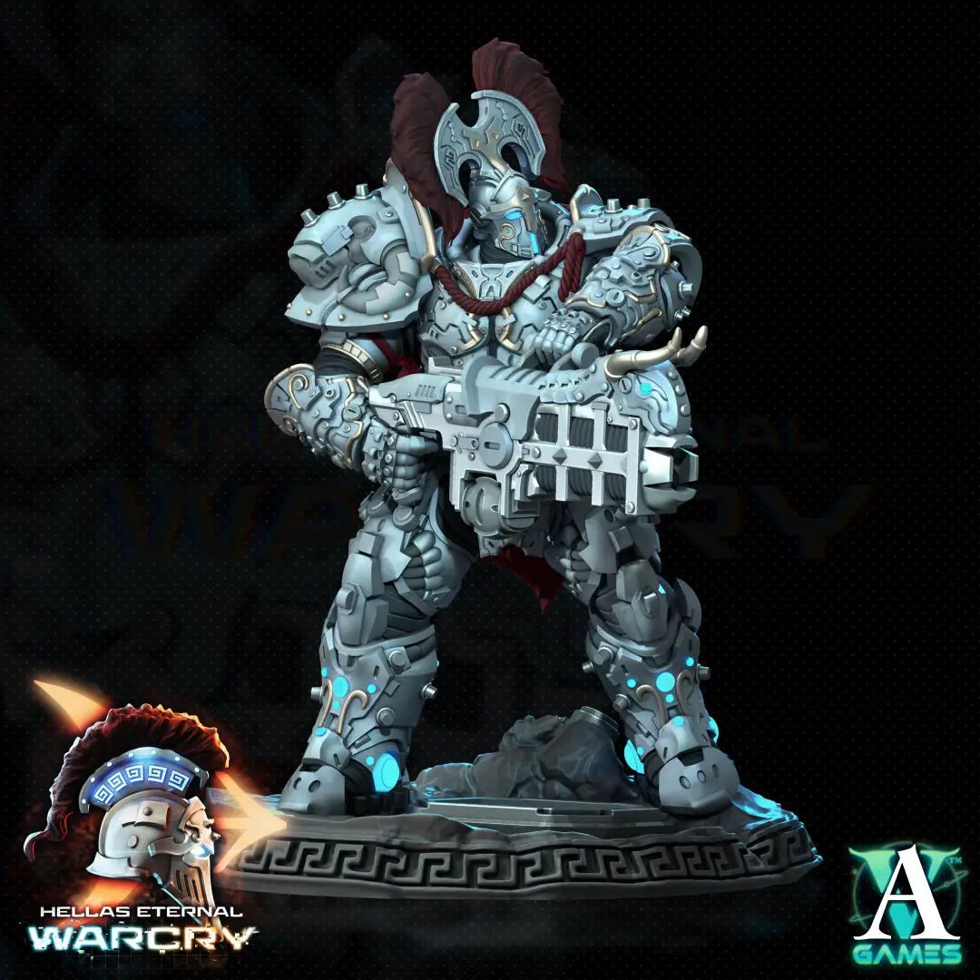 3D printed Myrmidon model by Archvillain Games, detailed miniature figure from Last Hope Miniatures collection.