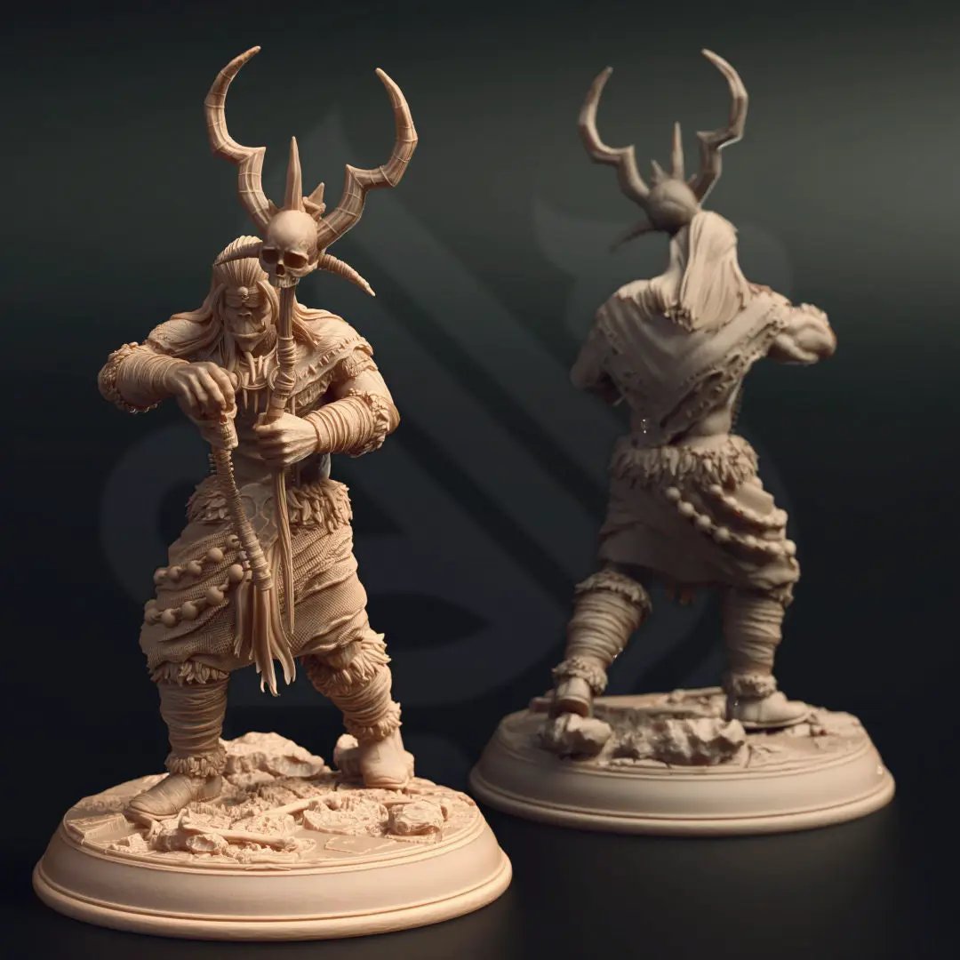 3D printed orc tribal warrior model by Last Hope Miniatures, detailed orc figure with tribal armor and weaponry.