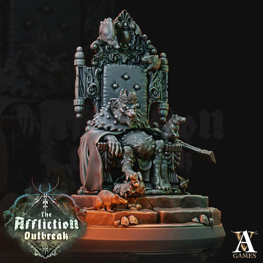 3D printed Rat King model by Last Hope Miniatures for Archvillain Games, detailed miniature figure on a textured base.