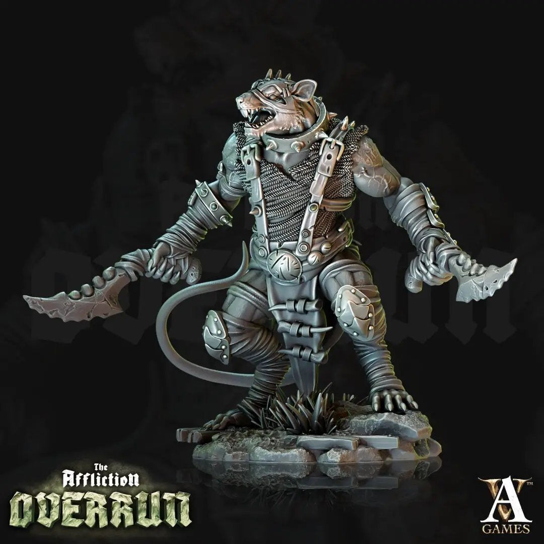 3D printed Rat Reaver model by Last Hope Miniatures for Archvillain Games, featuring detailed rat creature design.