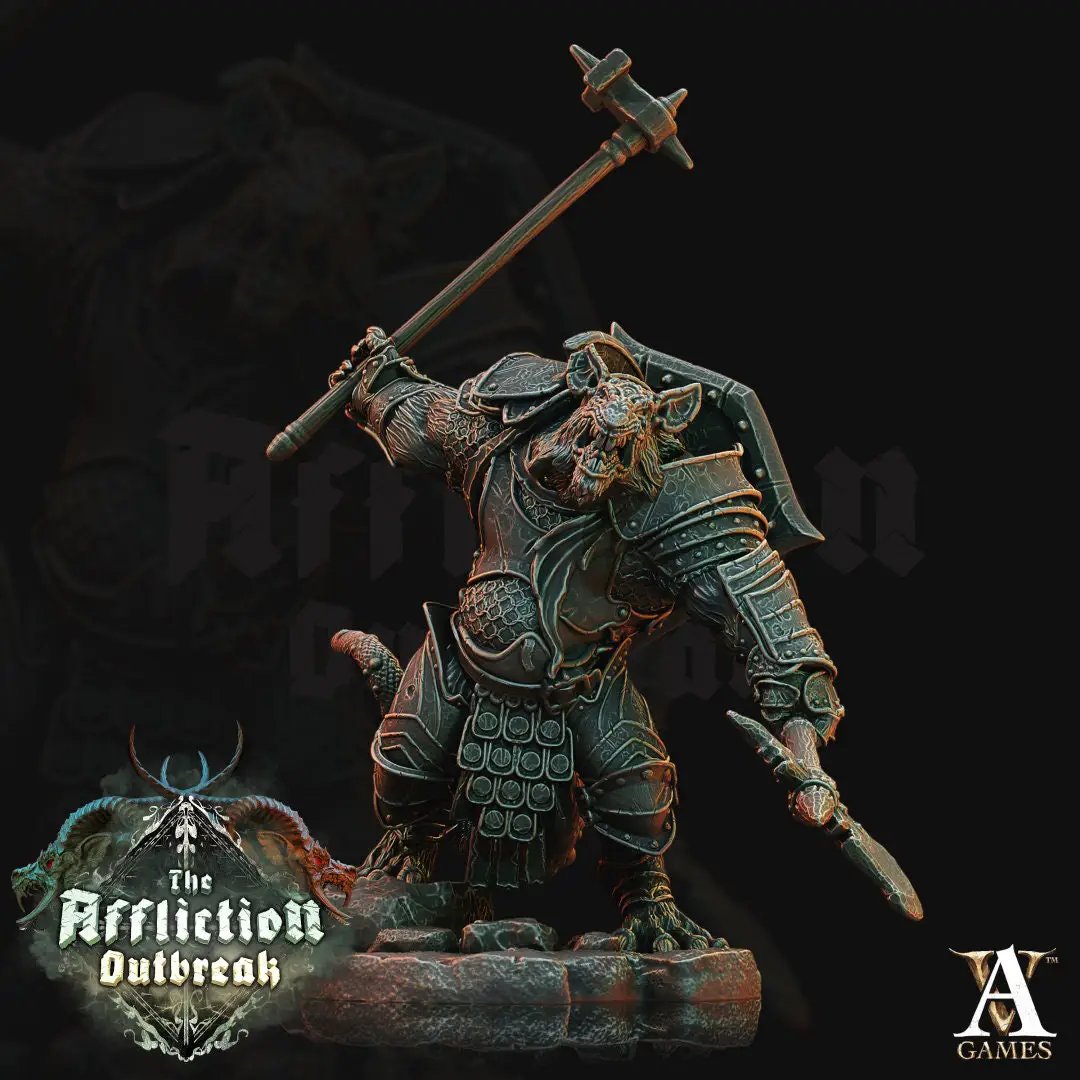 3D printed Ratwatch model by Last Hope Miniatures for Archvillain Games, featuring detailed rat character in a dynamic pose.