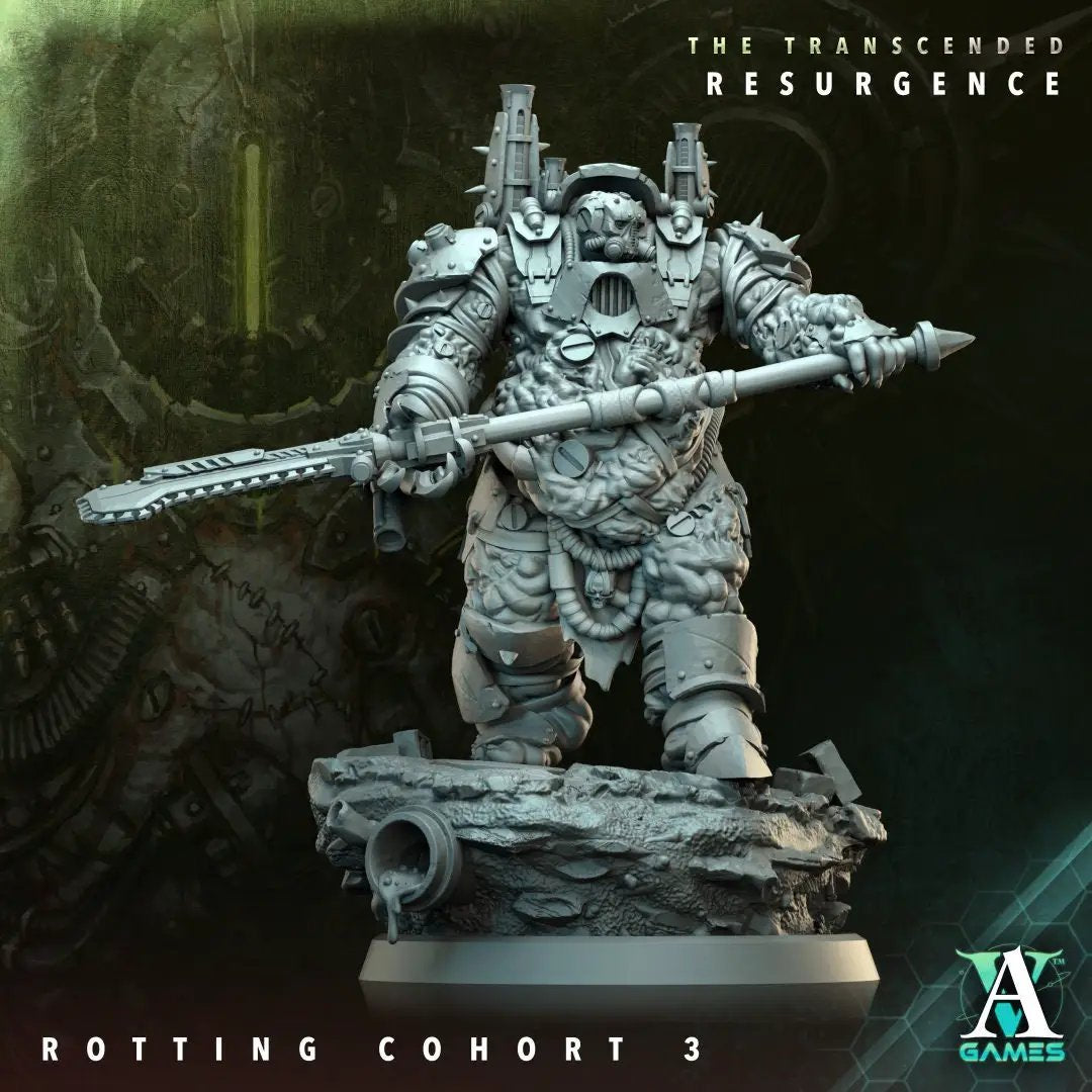 3D printed Rotting Cohort model by Last Hope Miniatures for Archvillain Games, featuring detailed decayed zombie figures.