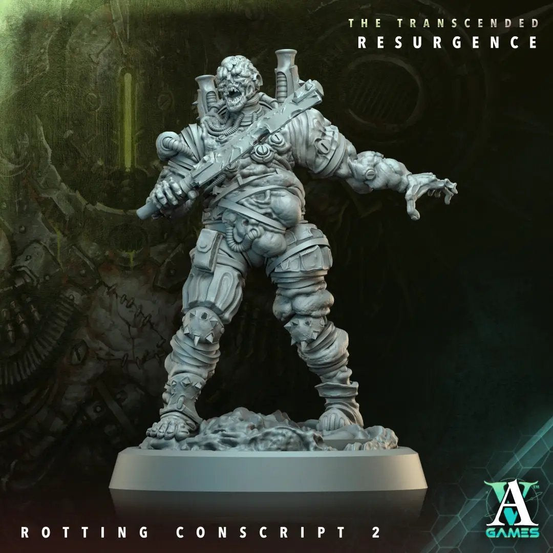 3D printed Rotting Conscript model by Last Hope Miniatures, detailed undead figure from Archvillain Games for tabletop gaming.