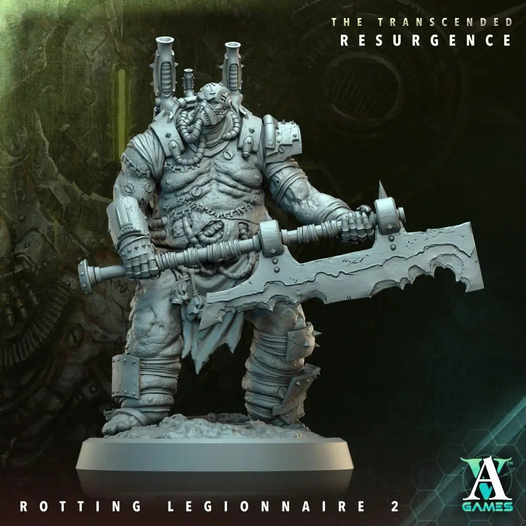3D printed Rotting Legionnaire model by Last Hope Miniatures for Archvillain Games, showing a decayed undead soldier with detailed textures.