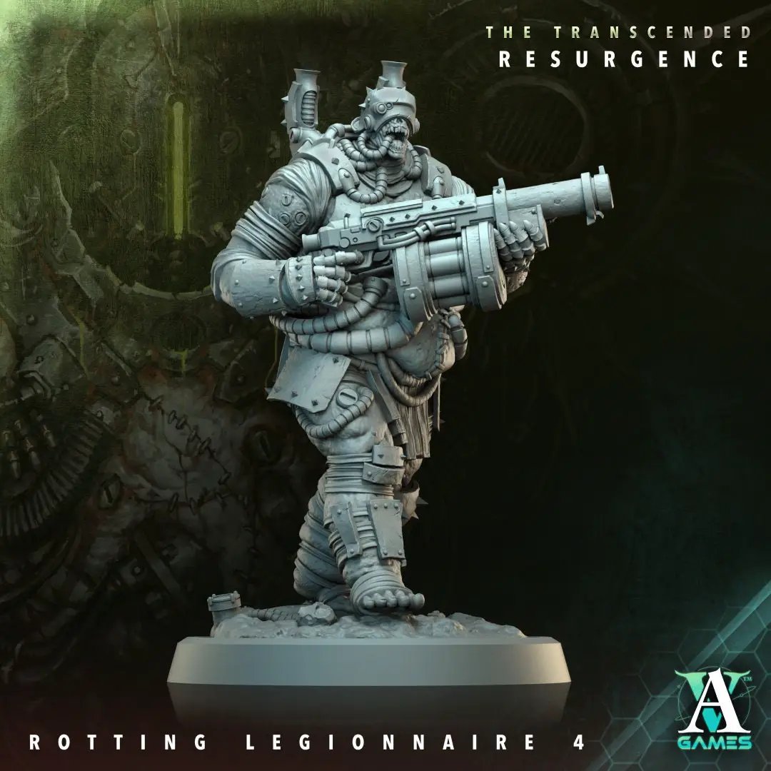 3D printed Rotting Legionnaire model by Last Hope Miniatures for Archvillain Games, featuring decayed armor and undead details.