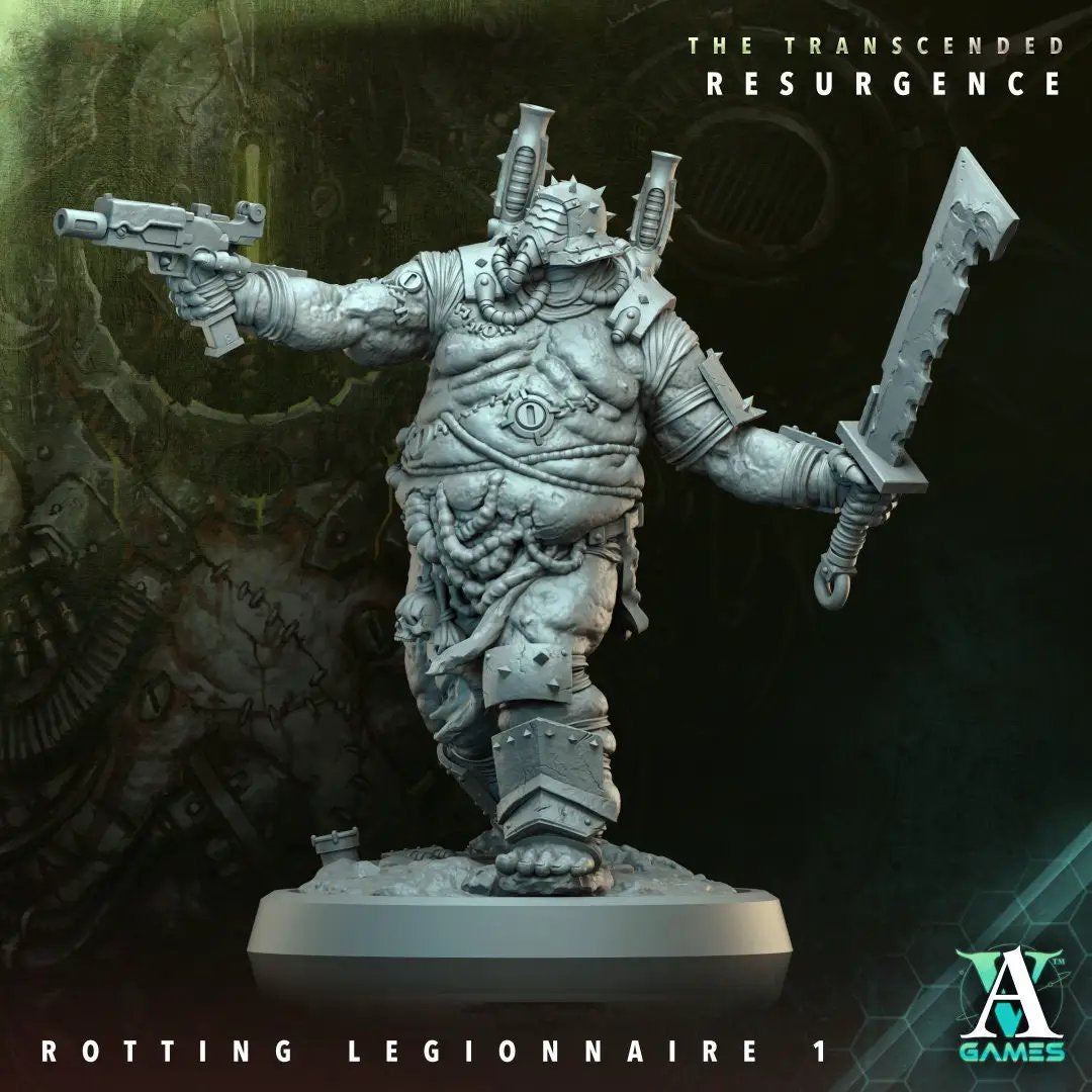 3D printed Rotting Legionnaire model by Last Hope Miniatures for Archvillain Games, featuring decayed armor and undead details.