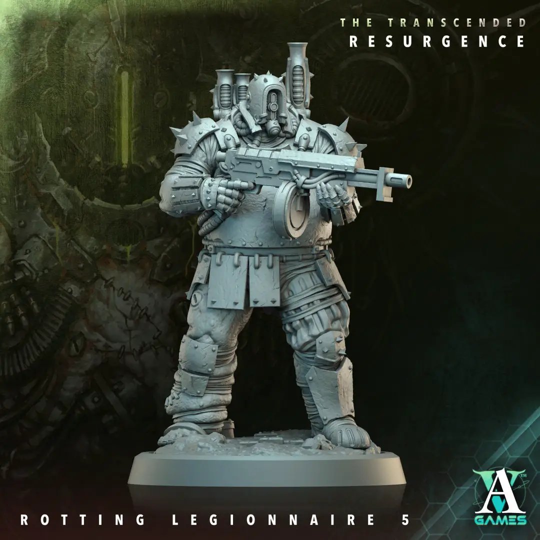 3D printed Rotting Legionnaire model by Last Hope Miniatures for Archvillain Games, featuring decayed armor and undead details.