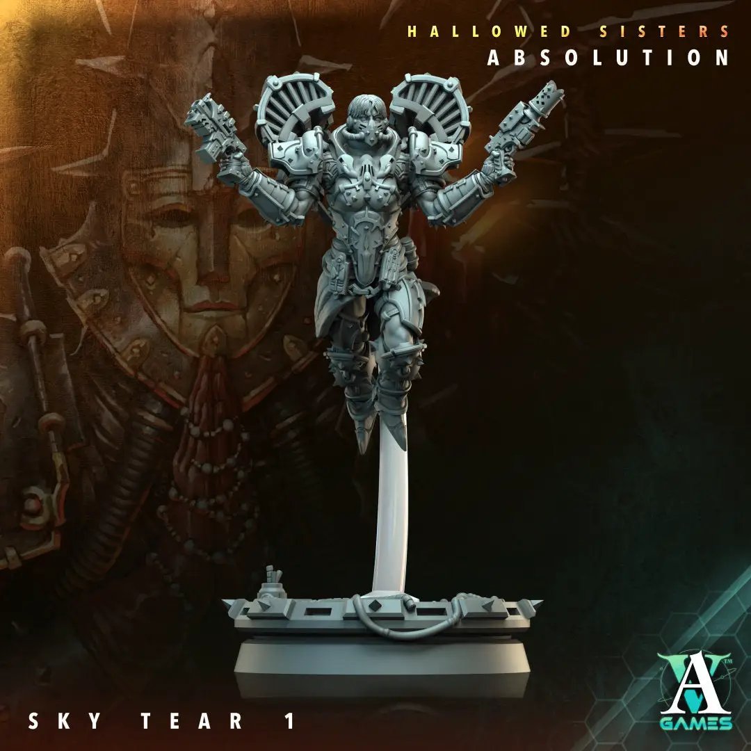 3D printed Sky Tear model by Last Hope Miniatures, detailed sci-fi figure from Archvillain Games for tabletop gaming.