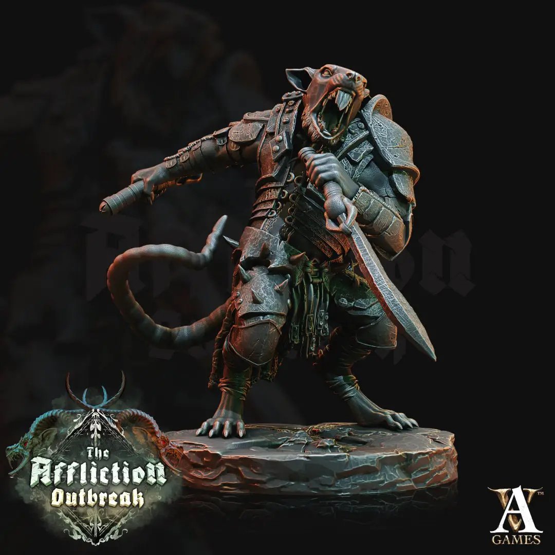 3D printed Slumrat Guerillas model by Last Hope Miniatures for Archvillain Games, featuring detailed rat-like guerrilla figures.