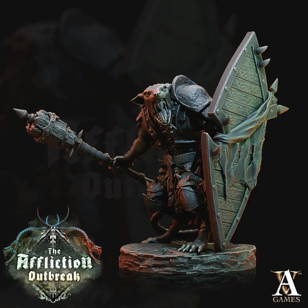 3D printed Slumrat Guerillas model from Last Hope Miniatures, featuring detailed rat characters in guerrilla attire by Archvillain Games.