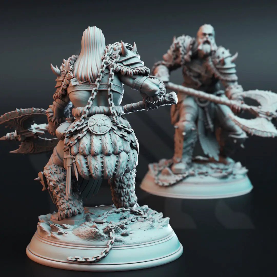 3D printed Snow Giants model by Last Hope Miniatures, featuring detailed icy sculpting and imposing snow-covered figures.