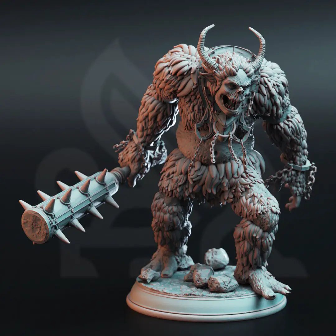 3D printed Snow Troll model by Last Hope Miniatures for DM Stash, featuring detailed icy troll with snowy textures.