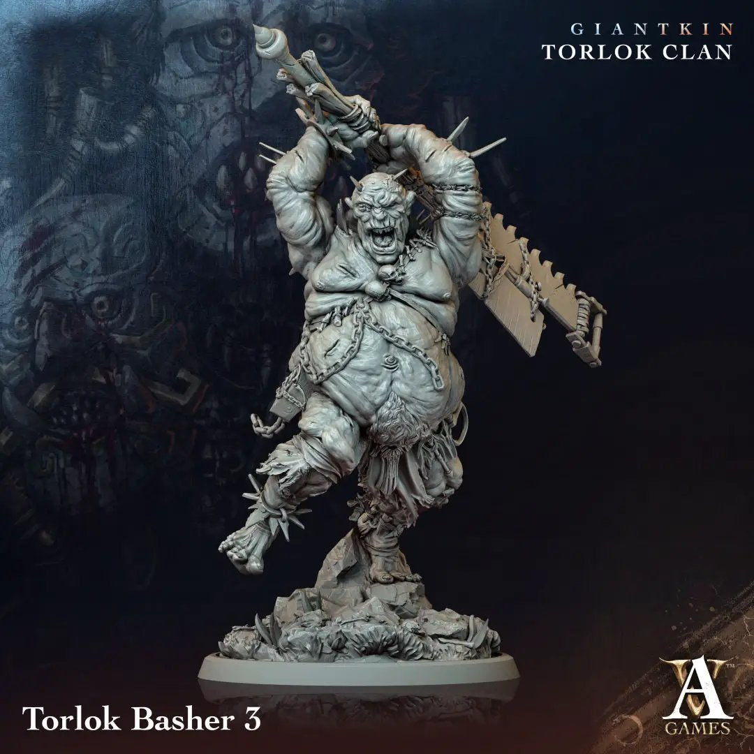 3D printed Torlok Basher model by Last Hope Miniatures, detailed miniature figure from Archvillain Games for tabletop gaming.