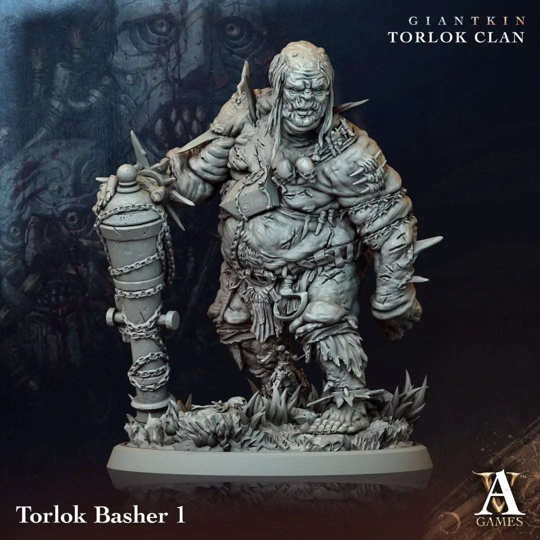 3D printed Torlok Basher model by Last Hope Miniatures, featuring detailed sculpt and dynamic pose from Archvillain Games.
