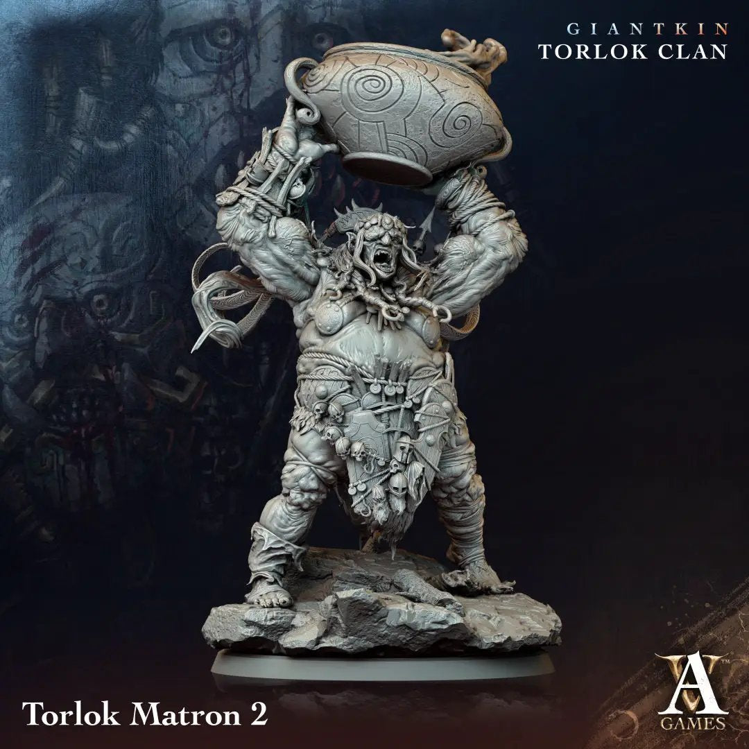 3D printed Torlok Matron model by Last Hope Miniatures for Archvillain Games, detailed miniature figure on a plain background.