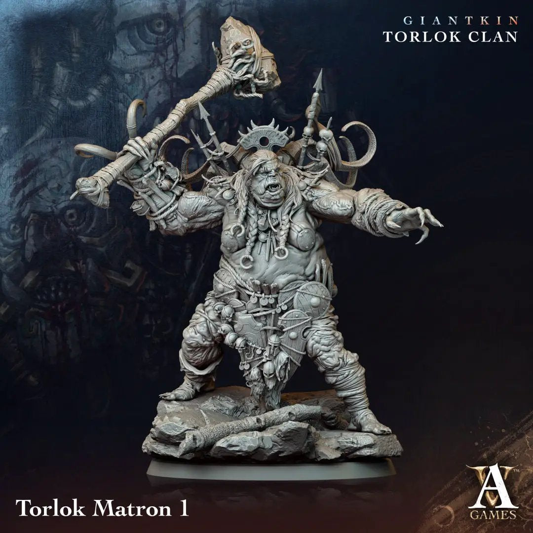 3D printed Torlok Matron model by Last Hope Miniatures for Archvillain Games, featuring detailed sculpt and intricate design.