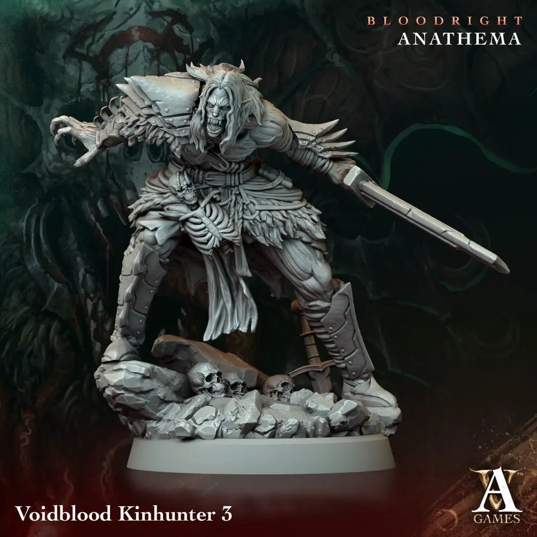 3D printed Voidblood Kinhunter model by Last Hope Miniatures, showing detailed sci-fi creature with dark, intricate design.